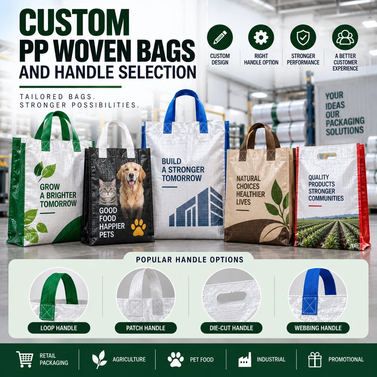 Custom PP Woven Bags and Handle Selection
